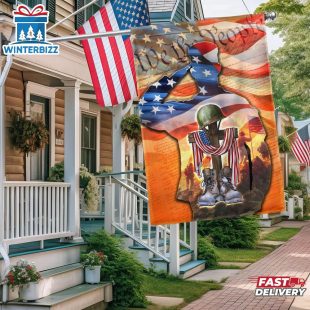 Memorial Day U.S. Veteran Memorial American We The People Saluting Soldier House And Garden Flag