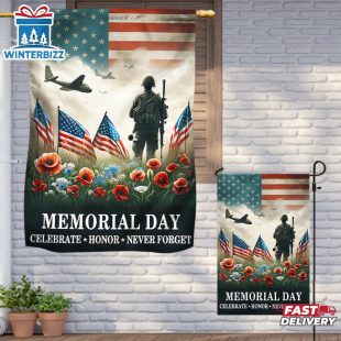 Memorial Day Veteran Celebrate Honor Never Forget House And Garden Flag Decor