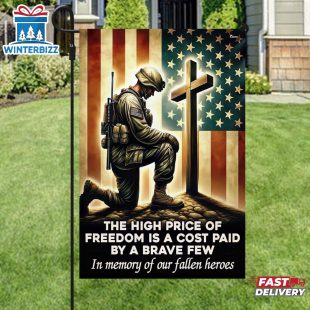 Memorial Day Veteran Kneeling The Cross Flag The High Price Of Freedom In Memory Of Our Fallen Heroes House And Garden Flag