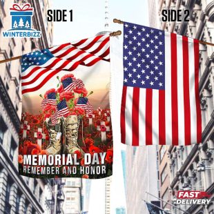 Memorial Day Veteran Remember and Honor American House And Garden Flag