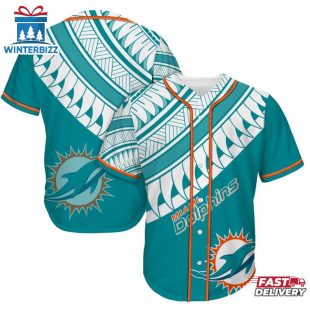 Miami Dolphins Polynesian Pattern Summer Collection Baseball Jersey