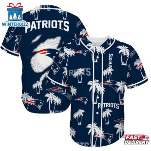 New England Patriots Palm Tree Pattern Baseball Jersey Shirts