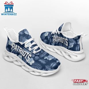 New England Patriots Tropical Flowers NFL Max Soul Shoes For Fans