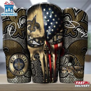 New Orleans Saints NFL Skull Iron Pattern Tumbler