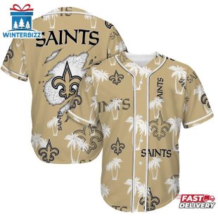 New Orleans Saints Palm Tree Pattern Baseball Jersey Shirts