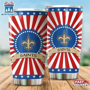 New Orleans Saints USA Flag Pattern Independence Day Tumbler