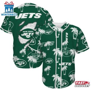 New York Jets Palm Tree Pattern Baseball Jersey Shirts