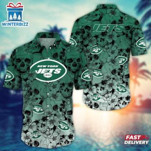New York Jets Skull Pattern NFL Hawaiian Shirt