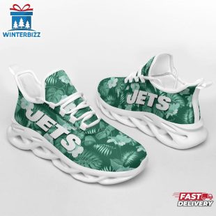 New York Jets Tropical Flowers NFL Max Soul Shoes For Fans