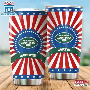 New York Jets USA Flag Pattern Independence Day Tumbler