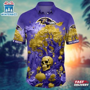 NFL Baltimore Ravens Skull Tree Hawaiian Shirt