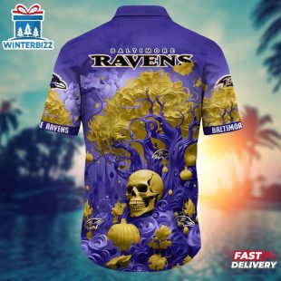 NFL Baltimore Ravens Skull Tree Hawaiian Shirt