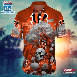 NFL Cincinnati Bengals Skull Tree Hawaiian Shirt