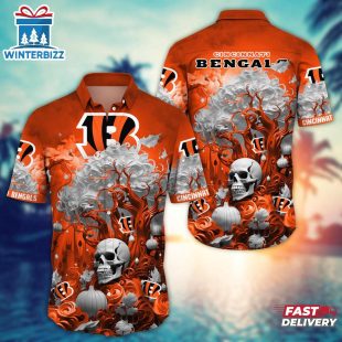 NFL Cincinnati Bengals Skull Tree Hawaiian Shirt