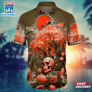 NFL Cleveland Browns Skull Tree Hawaiian Shirt
