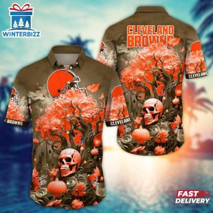 NFL Cleveland Browns Skull Tree Hawaiian Shirt