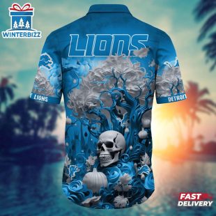 NFL Detroit Lions Skull Tree Hawaiian Shirt