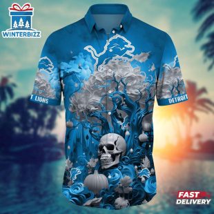 NFL Detroit Lions Skull Tree Hawaiian Shirt
