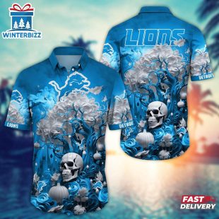 NFL Detroit Lions Skull Tree Hawaiian Shirt