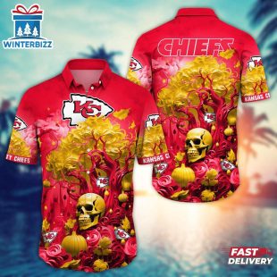 NFL Kansas City Chiefs Skull Tree Hawaiian Shirt