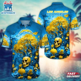 NFL Los Angeles Chargers Skull Tree Hawaiian Shirt