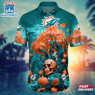 NFL Miami Dolphins Skull Tree Hawaiian Shirt