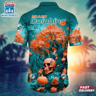 NFL Miami Dolphins Skull Tree Hawaiian Shirt