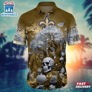 NFL New Orleans Saints Skull Tree Hawaiian Shirt