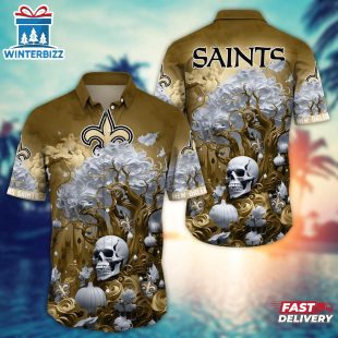 NFL New Orleans Saints Skull Tree Hawaiian Shirt