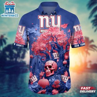 NFL New York Giants Skull Tree Hawaiian Shirt
