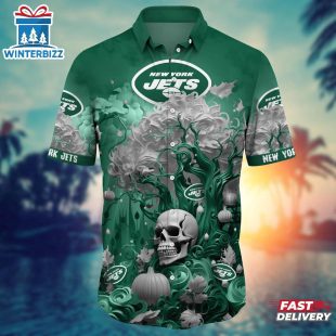 NFL New York Jets Skull Tree Hawaiian Shirt