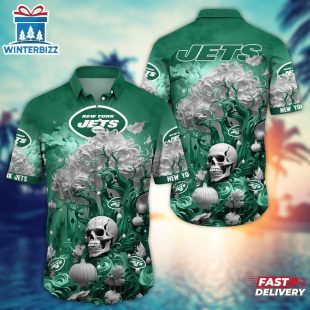 NFL New York Jets Skull Tree Hawaiian Shirt