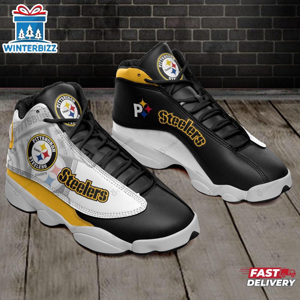 NFL Pittsburgh Steelers Black Air Jordan 13 Shoes NFL Pittsburgh Steelers Black Air Jordan 13 Shoes