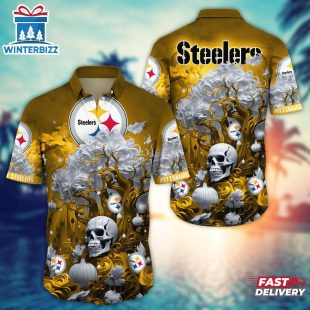 NFL Pittsburgh Steelers Skull Tree Hawaiian Shirt