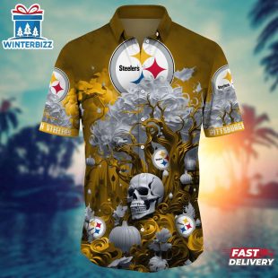 NFL Pittsburgh Steelers Skull Tree Hawaiian Shirt