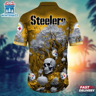 NFL Pittsburgh Steelers Skull Tree Hawaiian Shirt