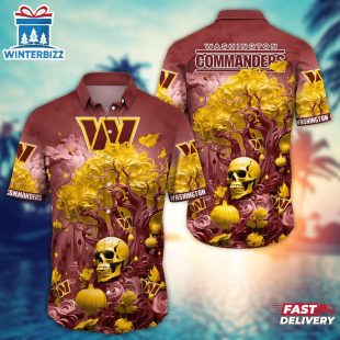 NFL Washington Commanders Skull Tree Hawaiian Shirt