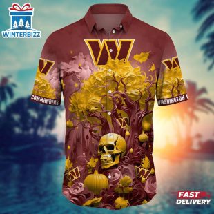 NFL Washington Commanders Skull Tree Hawaiian Shirt
