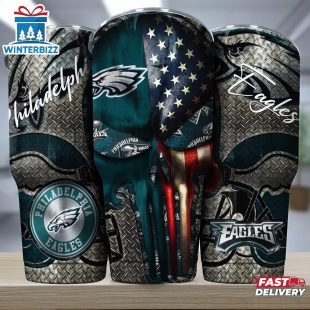 Philadelphia Eagles NFL Skull Iron Pattern Tumbler