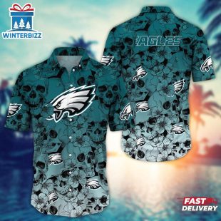 Philadelphia Eagles Skull Pattern NFL Hawaiian Shirt