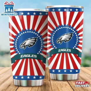 Philadelphia Eagles USA Flag Pattern Independence Day Tumbler
