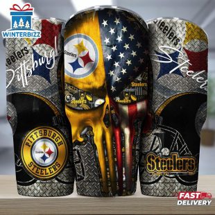 Pittsburgh Steelers NFL Skull Iron Pattern Tumbler