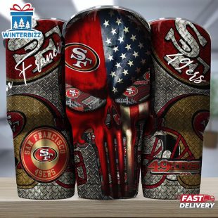 San Francisco 49ers NFL Skull Iron Pattern Tumbler