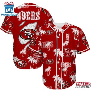 San Francisco 49ers Palm Tree Pattern Baseball Jersey Shirts