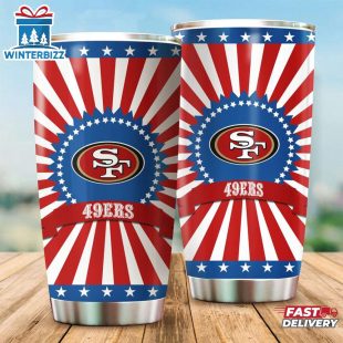 San Francisco 49ers USA Flag Pattern Independence Day Tumbler