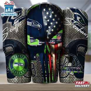 Seattle Seahawks NFL Skull Iron Pattern Tumbler
