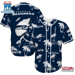 Seattle Seahawks Palm Tree Pattern Baseball Jersey Shirts