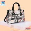 Sweet Love Of Sally And Jack Skellington Cartoon Pattern Leather Handbag