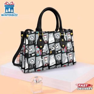 Sweet Love Of Sally And Jack Skellington Nightmare Before Christmas Pattern Leather Handbag