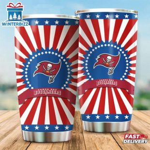 Tampa Bay Buccaneers USA Flag Pattern Independence Day Tumbler